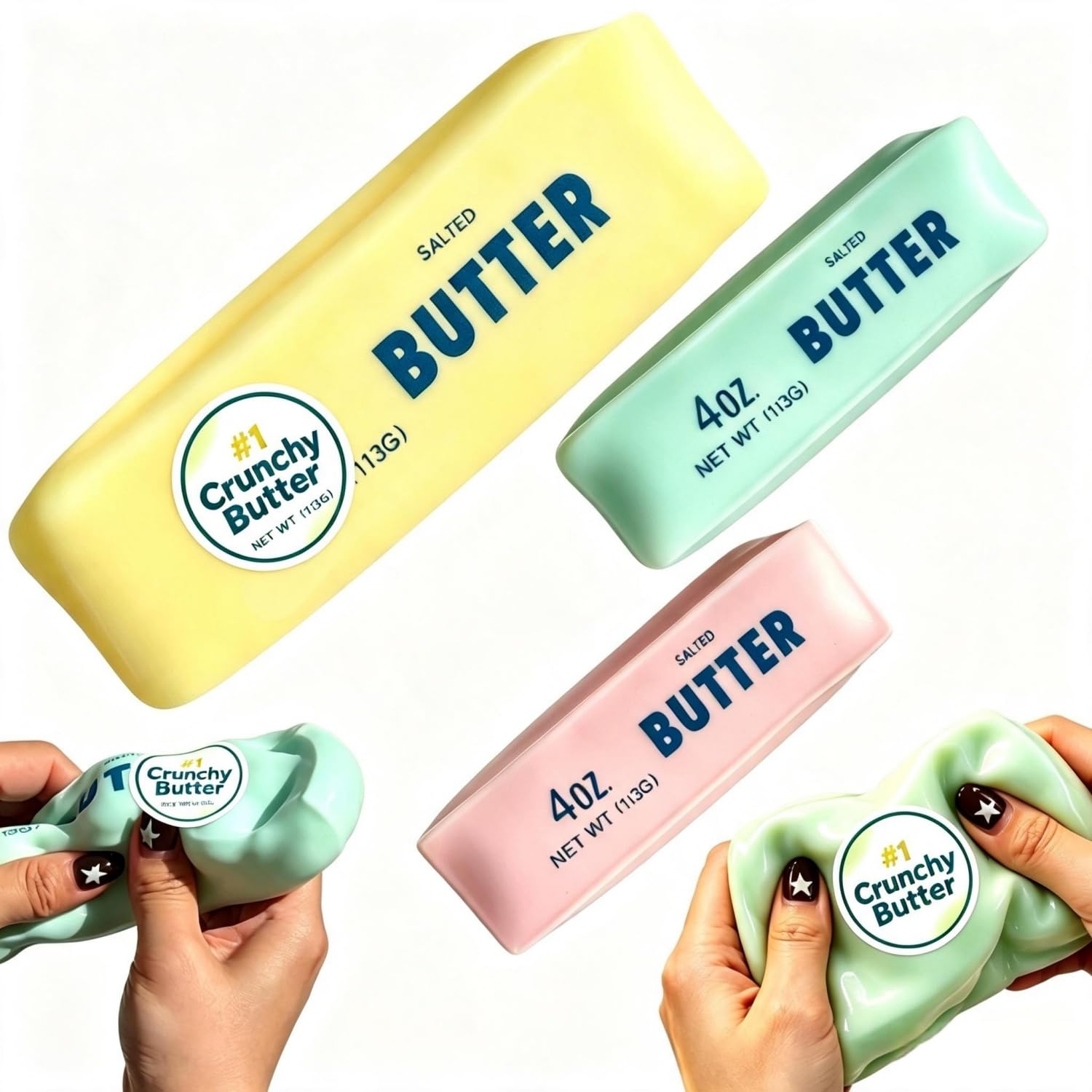 Crunchy Butter Squishy Asmr Stress Ball with Colorful Beads Filling — image 1
