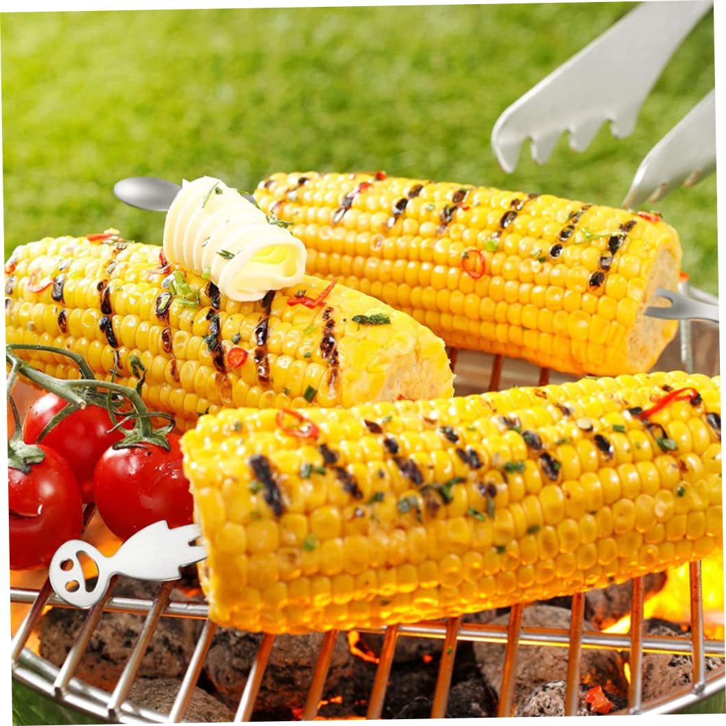 Soportes de mazorcas de maíz Ajuste de barbabla de acero inoxidable horquillas de frutas para fiestas 10pcs kit de palitos barbaco