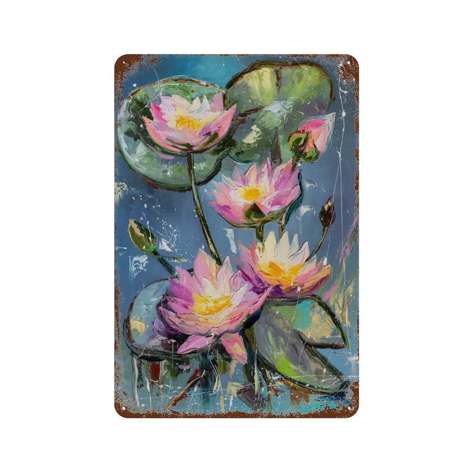 Water Lilies Retro Metal Sign 11.8"x7.9", for Bistro, Counter And Cafe Decor, Rustic Home Decor