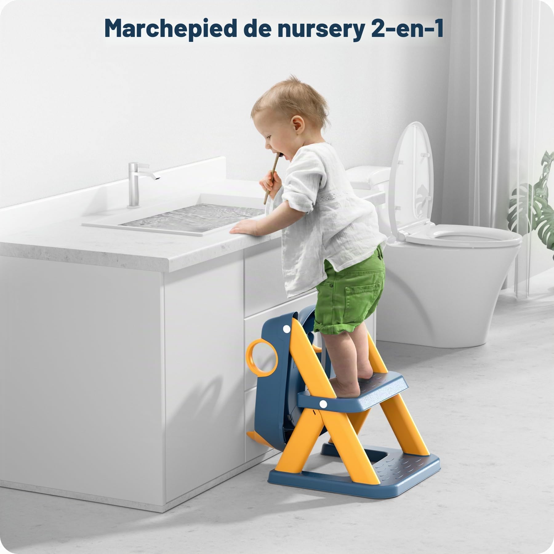 Reducteur Toilette Enfant, Siège de Toilette pour Enfants Garçons et Filles, 2 en 1 Rehausseur Filles Garçons, Coussin Non-éclaboussures et Antidérapant, Tabouret d'escalier