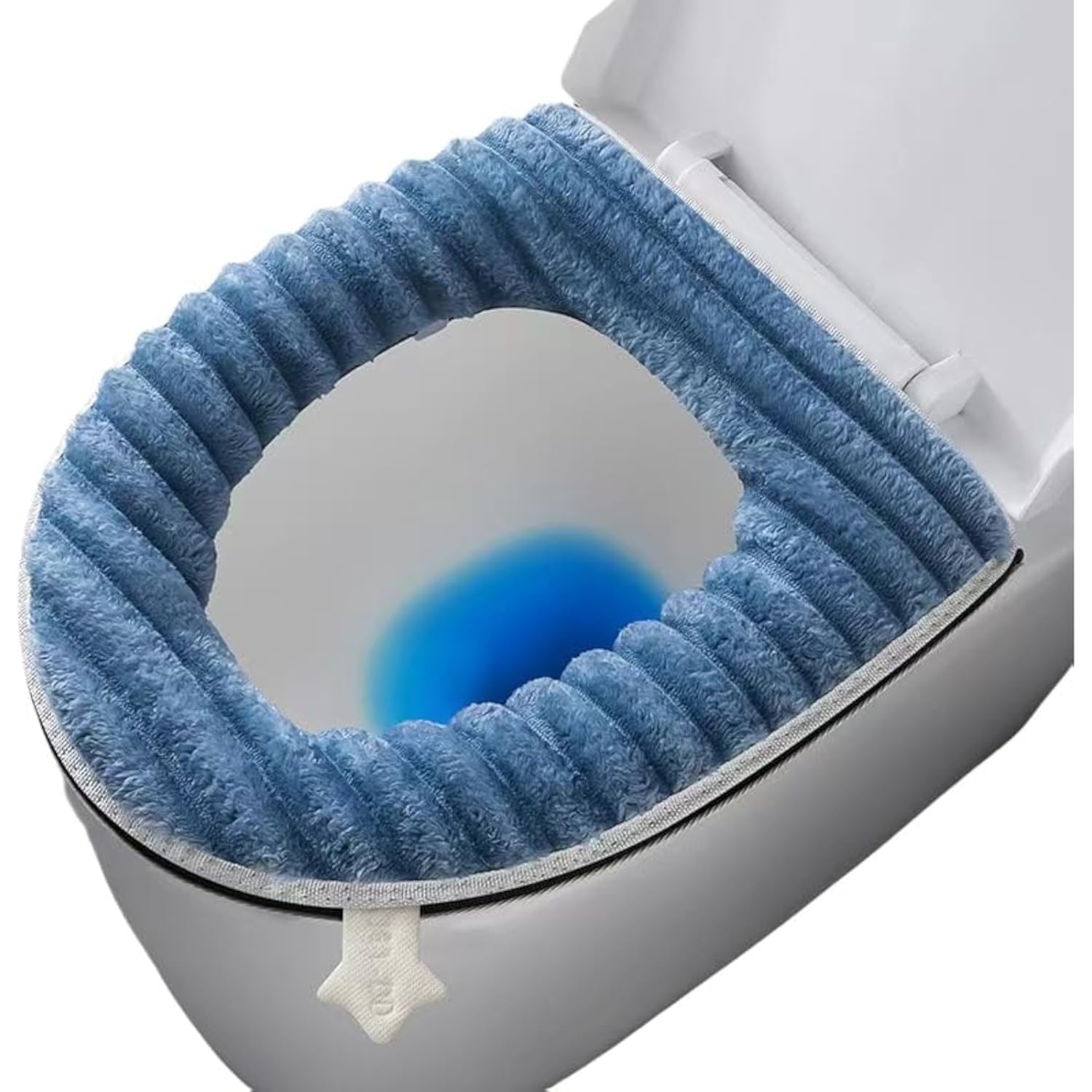 Soft Toilet Seat Cushion Washable and Comfortable Toilet Seat Cover Pads Reusable Thicker Warmer Cover Pads with Zipper (Blue)