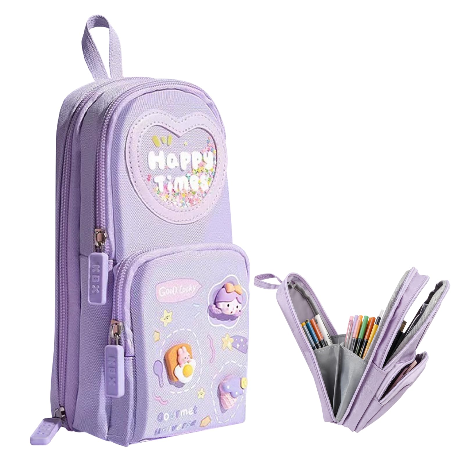 Zaewry Large Capacity Pencil Case for Girls, 6 Compartments Pencil Case