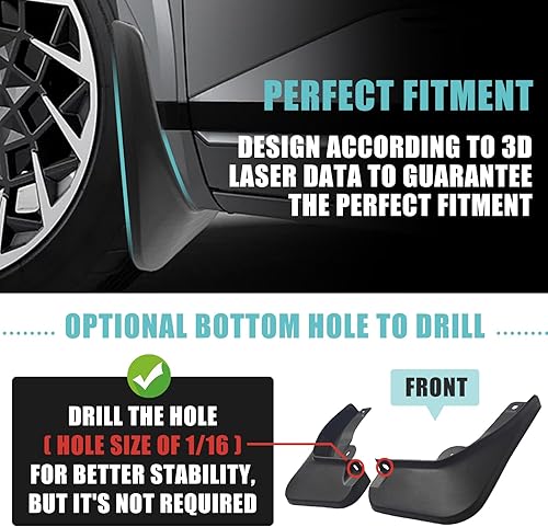 Miniatura 5 de BestEvMod Protectores contra salpicaduras para lodo Ioniq5 (juego de 4) con accesorios de hardware, protección contra la suciedad, sin necesidad de