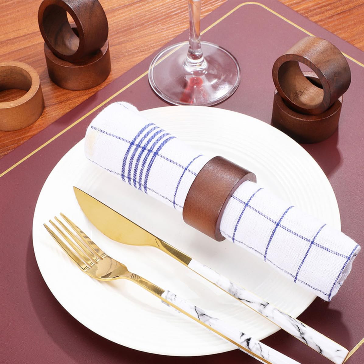 PRETYZOOM 12 Pièces Lot de Ronds de Serviette en Bois Rustiques et Élégants, Réutilisables pour Mariage ou Usage Domestique, Décoration Simple Qui Embellit L'ambiance Table