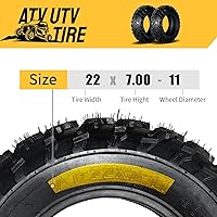 Vista 6 de Juego de 2 neumáticos de lodo ATV 22x7-11 22X7X11 6PR 0.787 in Deep Tread Fit para Honda Recon 250 Suzuki Ozark 250 (1 par)