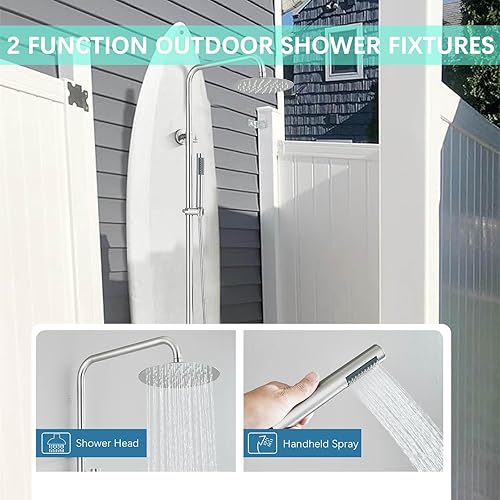 Miniatura 2 de MOSSON Sistema de ducha de lluvia para baño, juego de grifo de ducha al aire libre con cabezal de ducha de lluvia de 8 pulgadas, rociador de mano de
