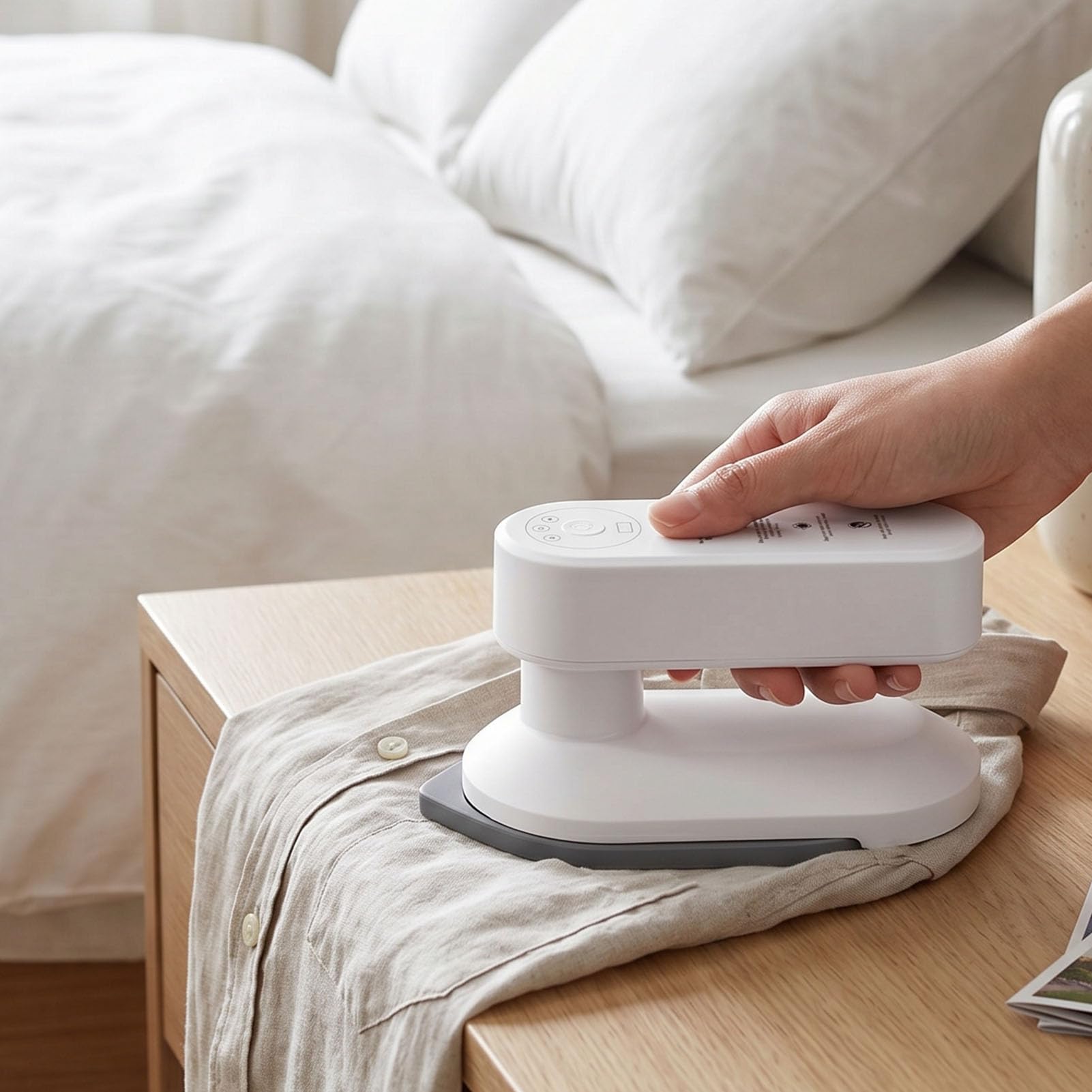 AMONIDA Plancha de Vapor Portátil Inalámbrica de Mano para Viajeros de Negocios y de Vacaciones, Eliminador Rápido de Arrugas por Calor de 30 S, 3 Ajustes de Temperatura de hasta (WHITE)