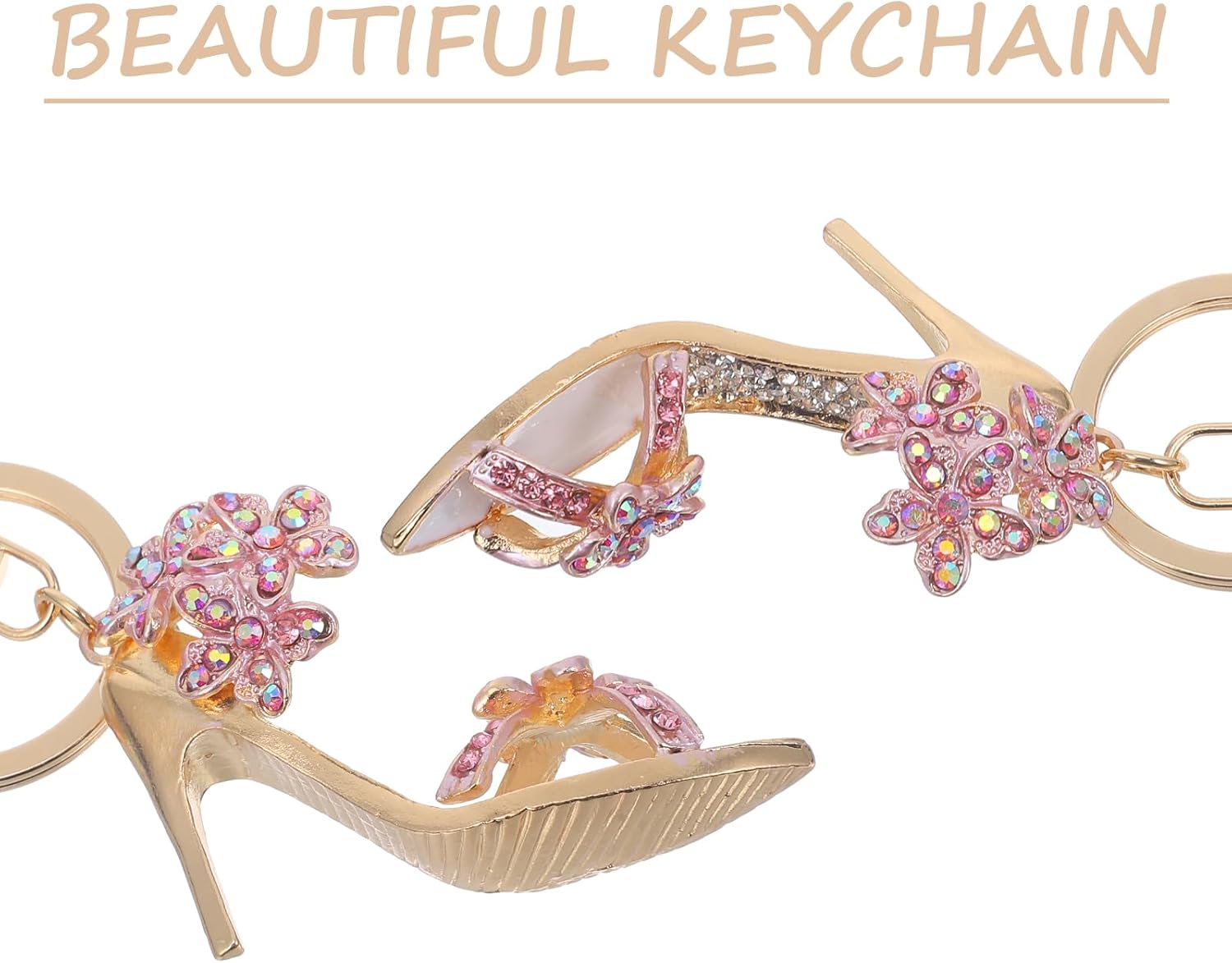 LIFKOME Rhinestone High Heel Keychain Stylish Alloy Pendant with Flower Decor Purse Accessory Lightweight and Chic Keyring for Handbag Backpack - Image 2
