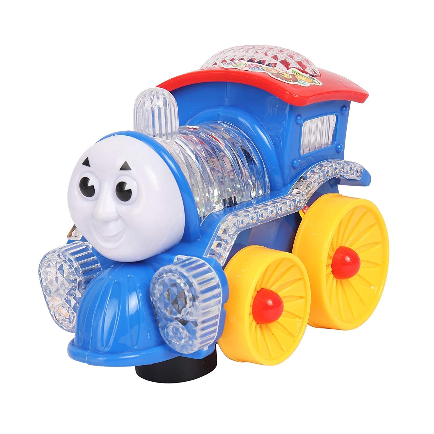 HK Toys Electric Light Small Train Loco Engine Toy for Kids - Amazing 4D Bright LED Lights and Music - Color as per Stock