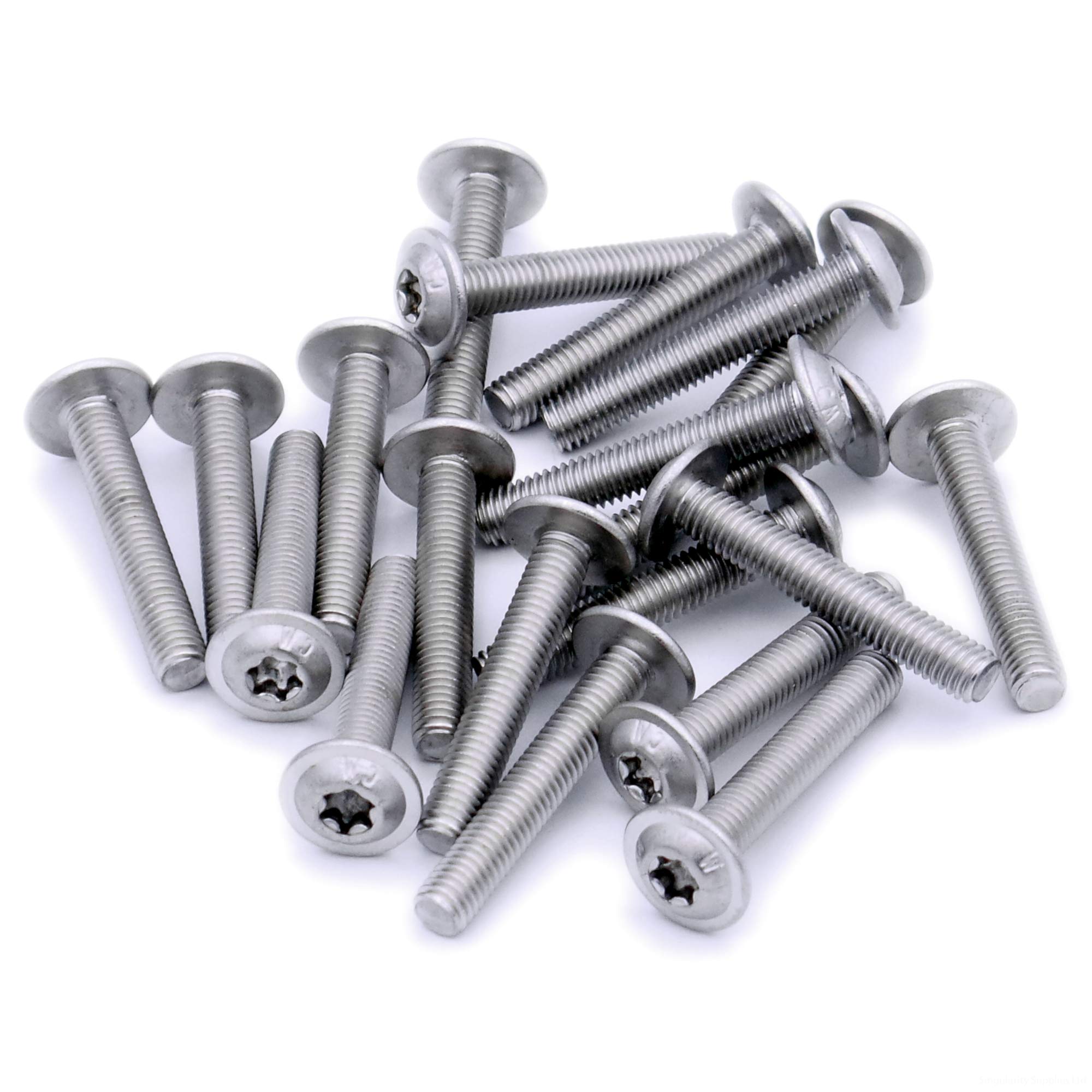 Singularity Supplies Silver M5 (5Mm X 30Mm) Flanged Tx Socket Button Machine Screw (Bolt) - Stainless Steel (A2) (Pack Of 20)