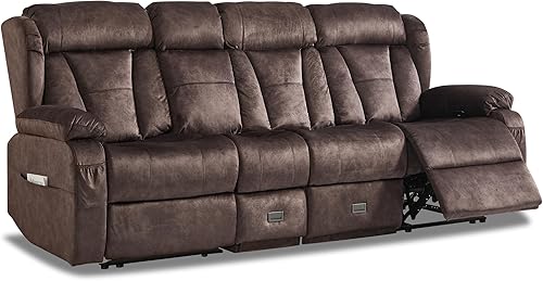 Miniatura 31 de Juego de sofá reclinable de dos plazas para sala de estar, sofá reclinable manual con prácticos bolsillos laterales para asientos de cine en casa