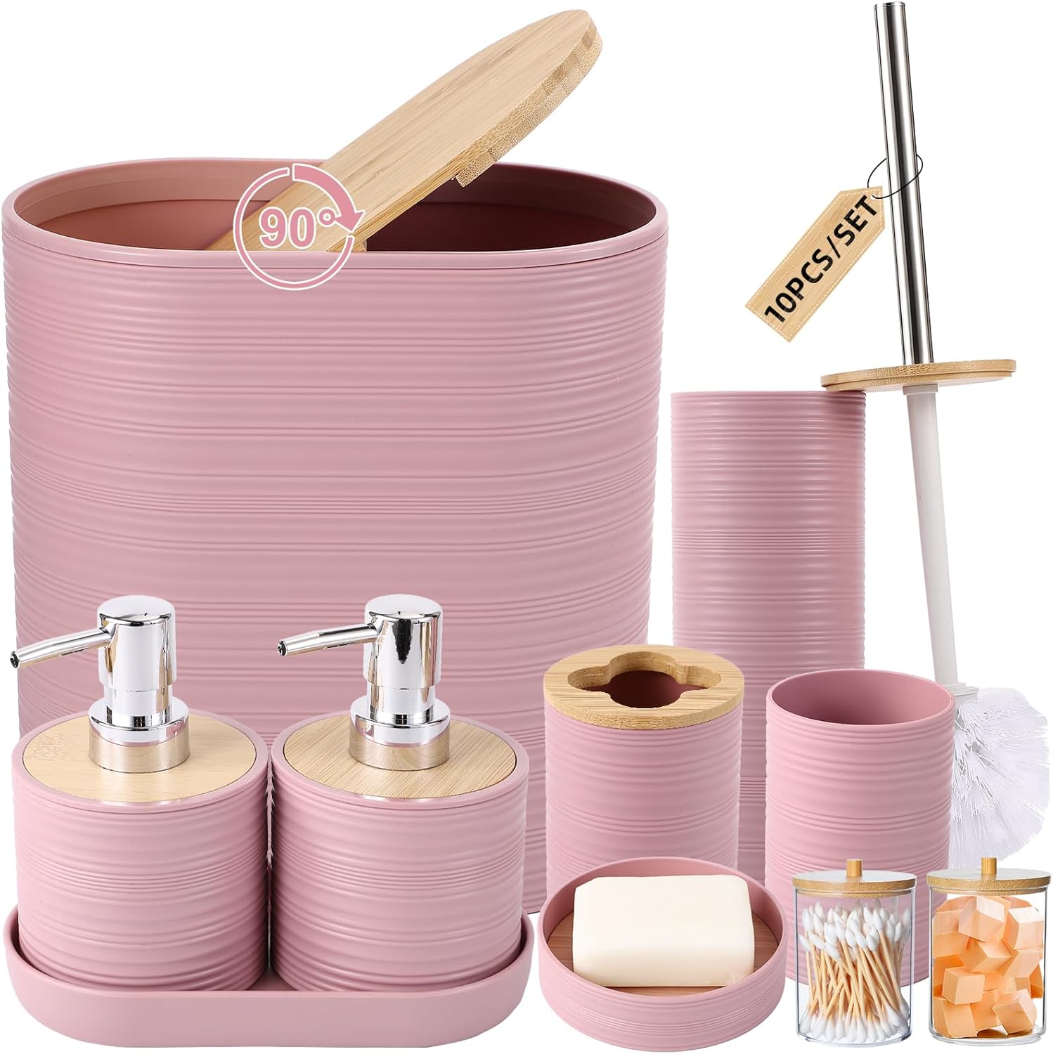 XLHOMO Pink Bathroom Set, Pink Bathroom Accessories Set