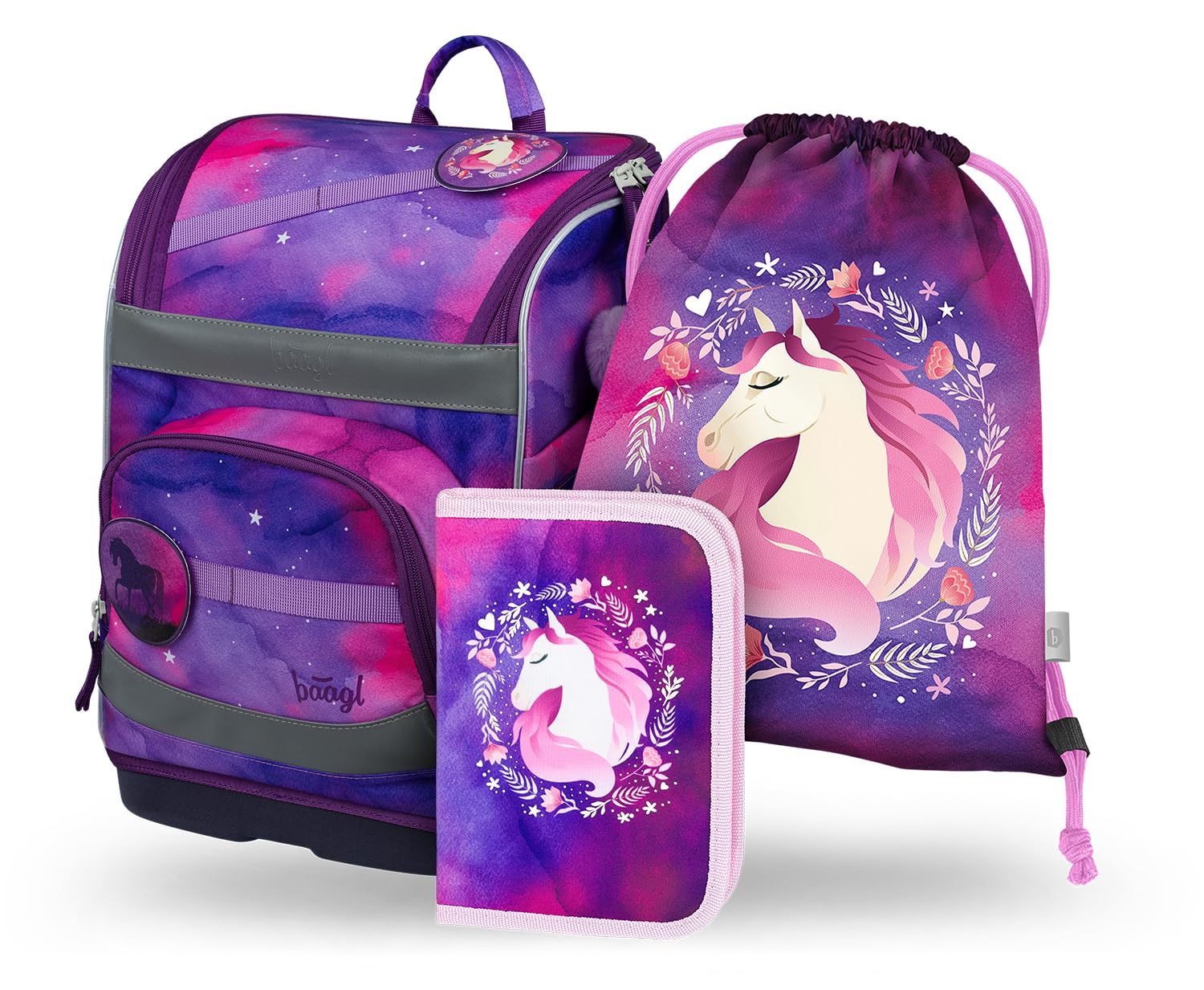 Baagl Zaino Scuola 3 Pezzi Per Elementari | Set Con Zaino Ergonomico, Sacca Sport E Astuccio, A Partire Dalla 3a Elementare