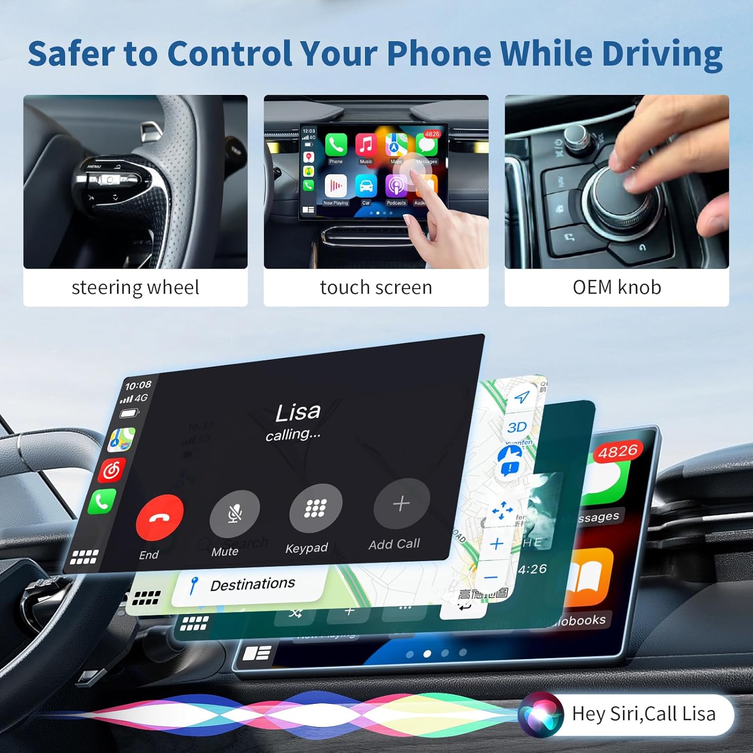 Wireless Apple CarPlay Adapter, CarPlay Wireless Dongle for iPhone iOS 10+, Plug  Play, 5.8GHz WiFi Faster Auto Connect for Cars with OEM Wired CarPlay