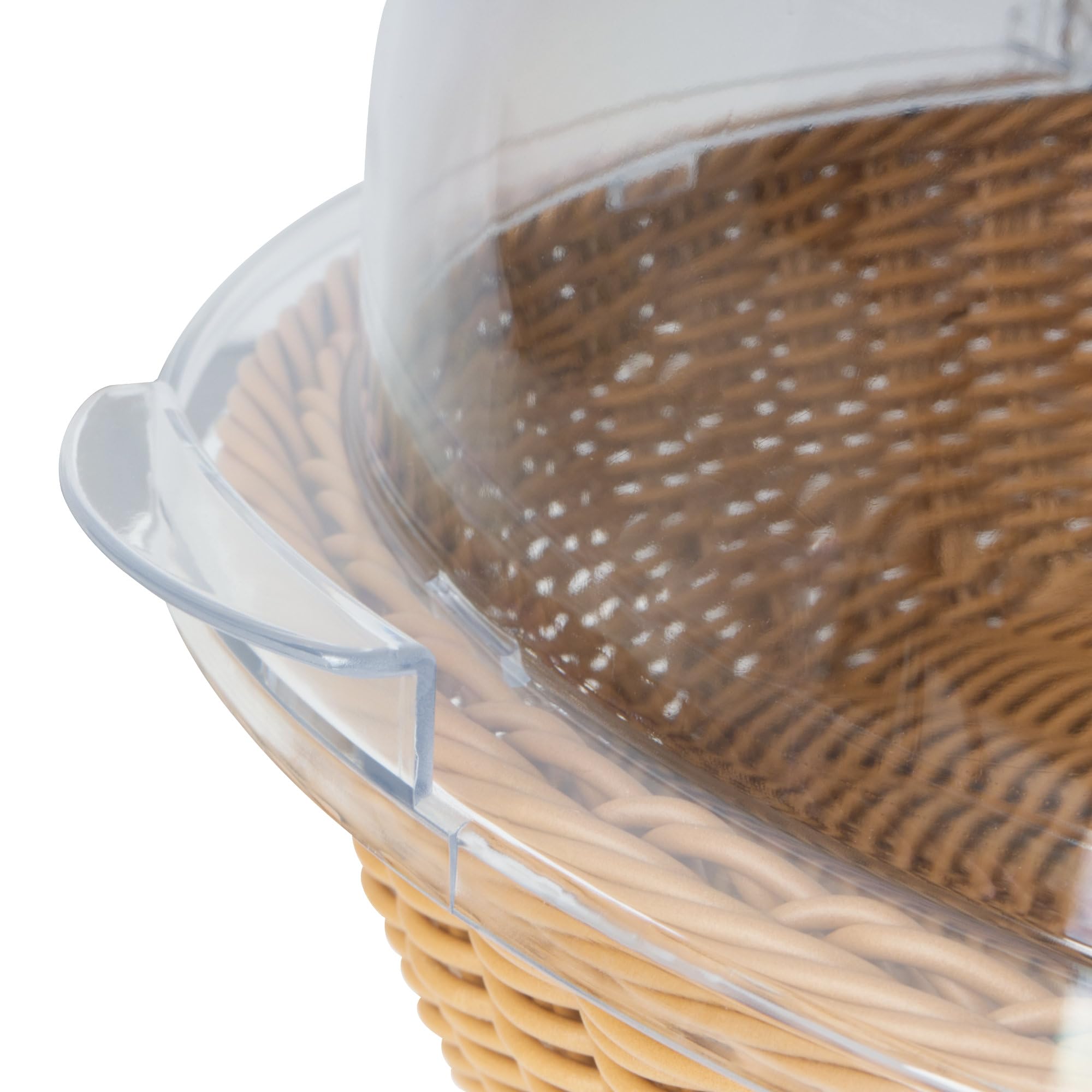 Mahlzeit Corbeille à pain en rotin avec couvercle - 42 x 39 x 29 cm - Ronde - Avec fenêtre de visualisation - Boîte à pain en plastique - Vitrine de buffet - Comptoir de boulangerie - Accessoires de