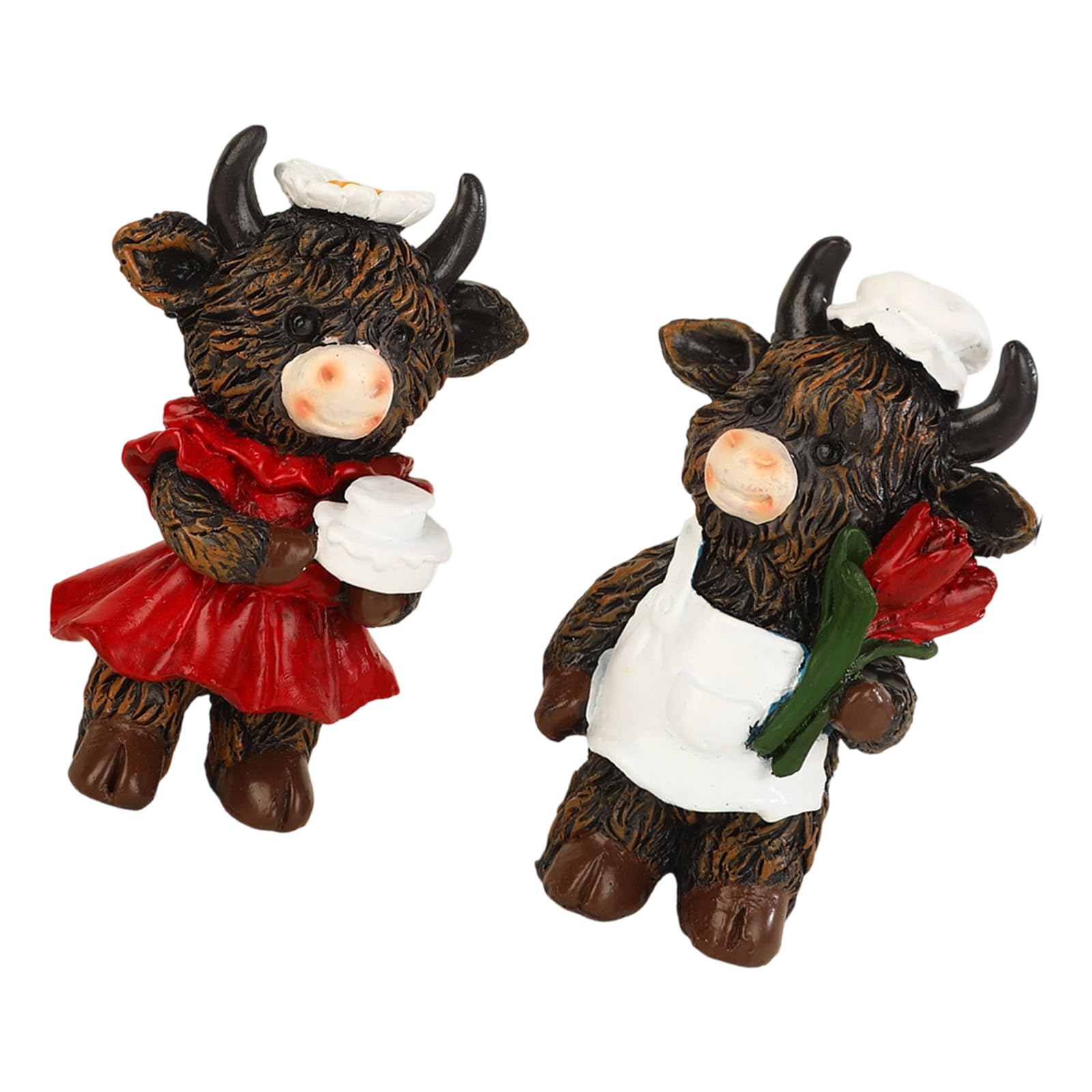 hogtnd Realistic Highlands Cow Animal Figurines Resin Animal Statue Garden Decoration Craft Ornament for Tiered Tray Table Decoration Craft Ornament
