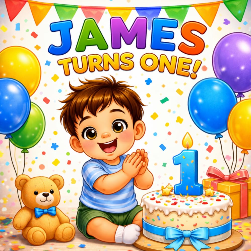 James Turns One!: A Personalized First Birthday Keepsake for Boys (Three Hearts Personalized Baby Name Books (JAMES))