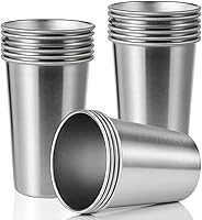 Vista 9 de Paquete de 12 vasos de acero inoxidable de 24 onzas, saludables, irrompibles y apilables, vasos de metal