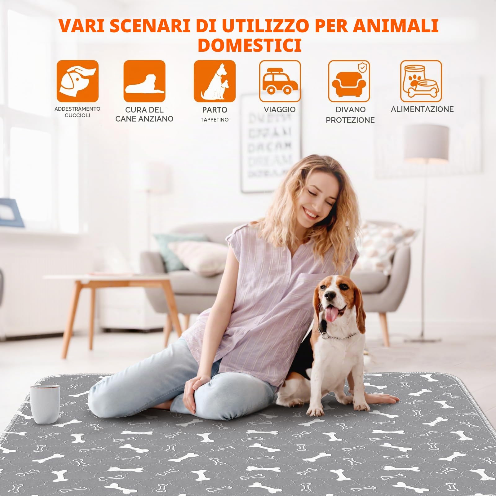 Baodan Traverse Cani, 2pc Traversine Lavabili per Cani 122x152cm Assorbenti | Antiperdita, resistente, per cani, tappetino per la pulizia del cane con fondo antiscivolo, apprendimento della pulizia