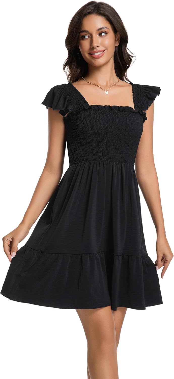 Women's Summer Short Sleeve Casual Dresses V-Neck Floral Party Dress with Pockets - Image 3