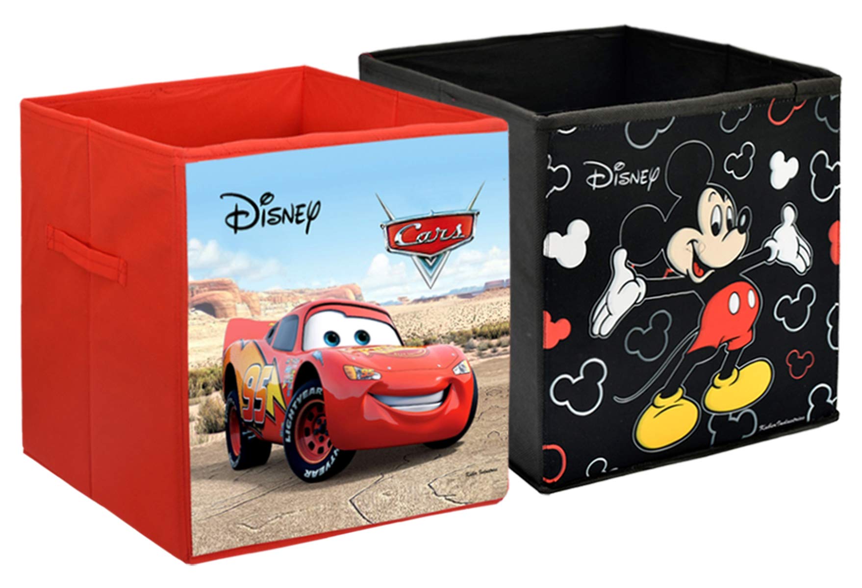 Kuber Industries Disney Składane kostki do przechowywania z włókniny z uchwytem na zabawki, książki, buty (czarne i brązowe)