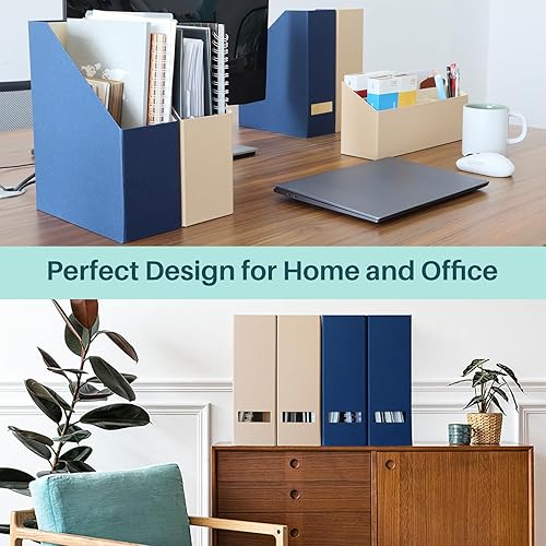 Miniatura 2 de LifeSto Soporte para revistas, organizador de archivos y escritorio, organizador de libros de cartón y caja de almacenamiento para documentos,