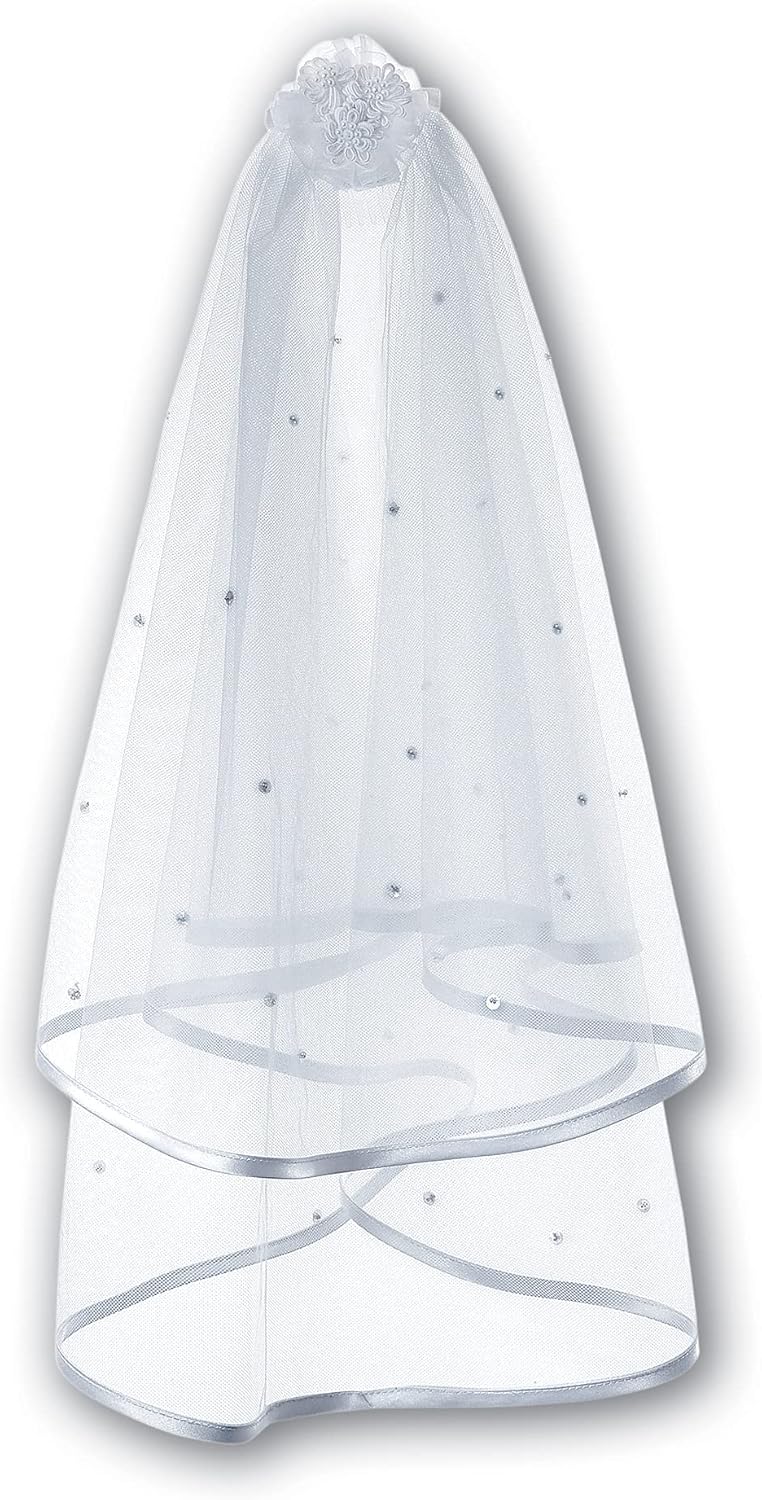 First Communion Comb - Catholic White Holy 1st Communion Veil for Girls or Kids - Velos de Primera Comunion Mantilla Vail