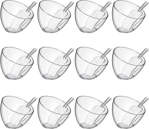 Hoolerry Kit de cuencos para servir, 24 piezas de plástico acrílico (25 onzas), transparente, moldeo por inyección, reuniones sociales y