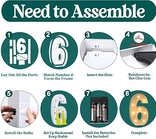 Miniatura 183 de Números iluminados grandes de 4 pies, números de marquesina 2 para decoraciones de cumpleaños de 21 para niños y niñas, números gigantes iluminados