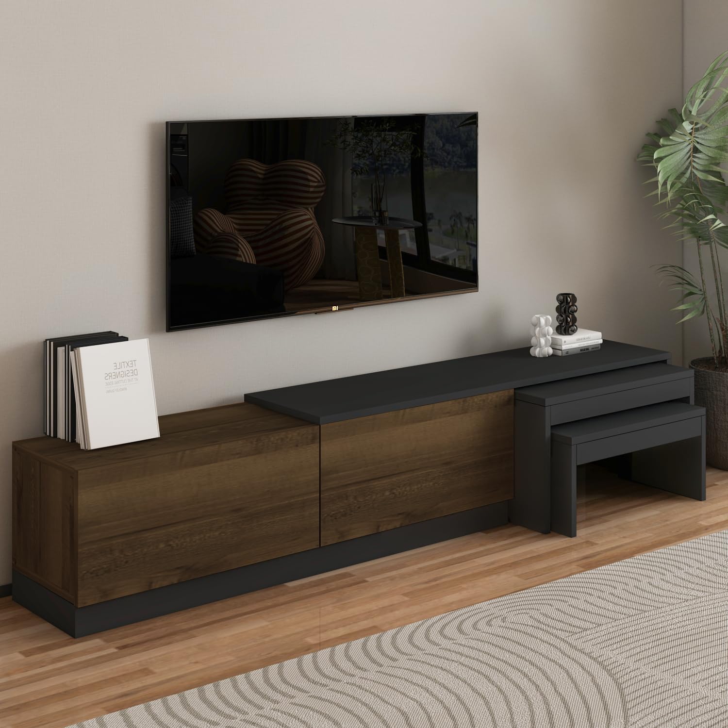 Nest TV Sehpası – Modern Tasarım,2 Kapaklı Depolama ve İkili…