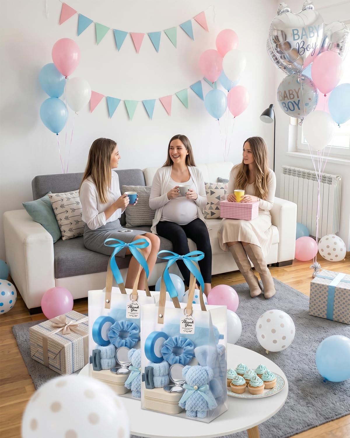 4 Sets, 46-teiliges Babyparty-Spiel-Gewinner-Preis & Dankeschön-Geschenke für Gäste, Brautparty-Gastgeschenke, Baby-Jungen- und Mädchen-Party-Sets für Frauen, Mütter