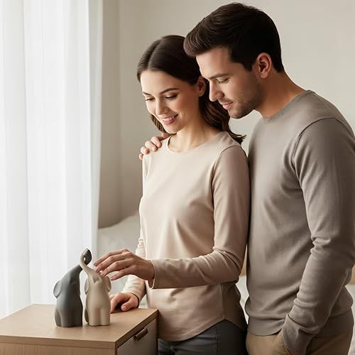 Miniatura 4 de Elephant Statue Couple Ornament Elefante Ring Holder Table Top Shelf Bookends Love Aesthetic Sculptures Decoraciones para Sala Animal Figurines Home