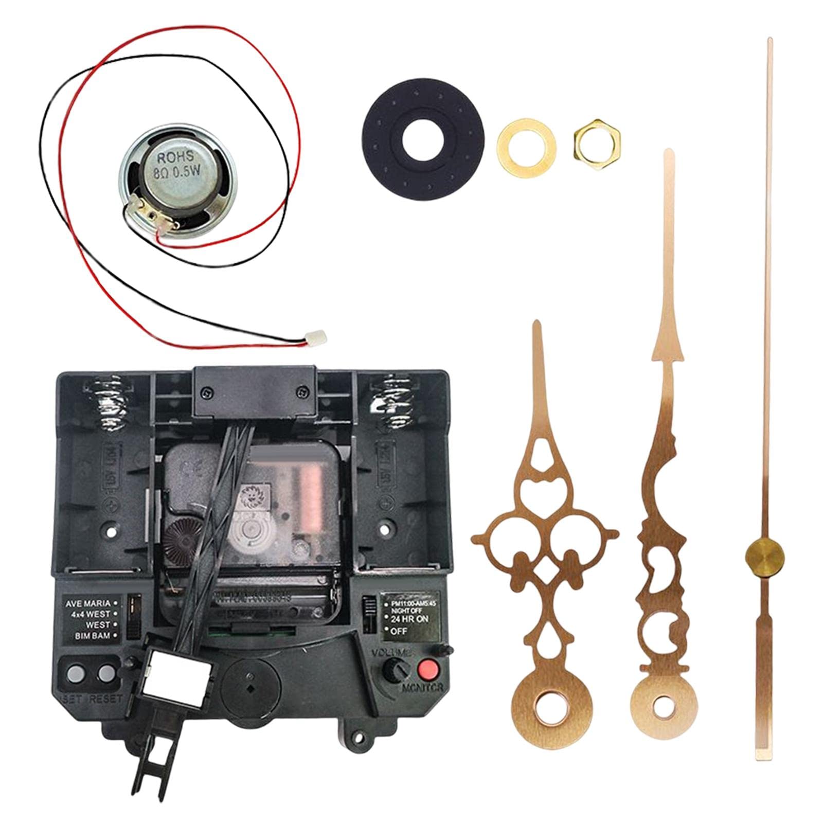 Mecanismo de Movimiento de Reloj de, con Manos Kits de Mecanismo de Caja de música silenciosa Piezas de Herramientas de reparación Fabricación, G