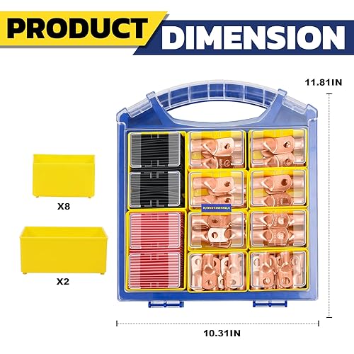 Miniatura 7 de haisstronica Kit de 120 extremos de cable de batería, 60 piezas AWG 0 00 0000 0000 terminales de anillo de alambre de cobre resistentes, terminales