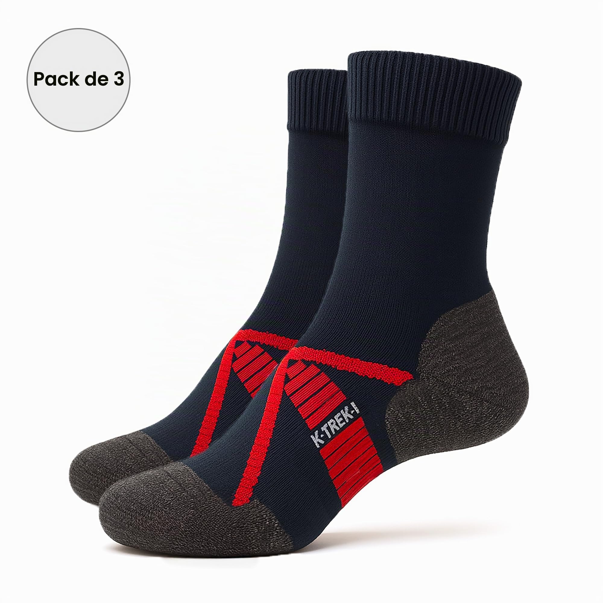 Kaiera - Trek Light - 3 Pares Calcetines Ligeros de Trekking de Lana Merina, Made in Italy Transpirables, Antiampollas, para Hombre y Mujer