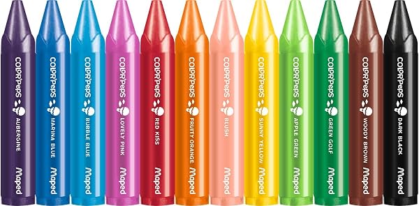 Visita la tienda de Maped Maped Ceras de Colores Wax Jumbo, Set de 12 Crayones para Niños, Tacto Suave y Compacto con Funda de Papel para No Manchar, Colores Vibrantes y Resistentes in use