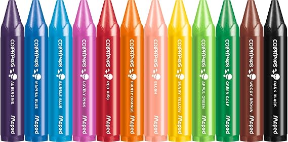 Maped Color'Peps My First Jumbo Triangular Wax Crayons, Pack of 12