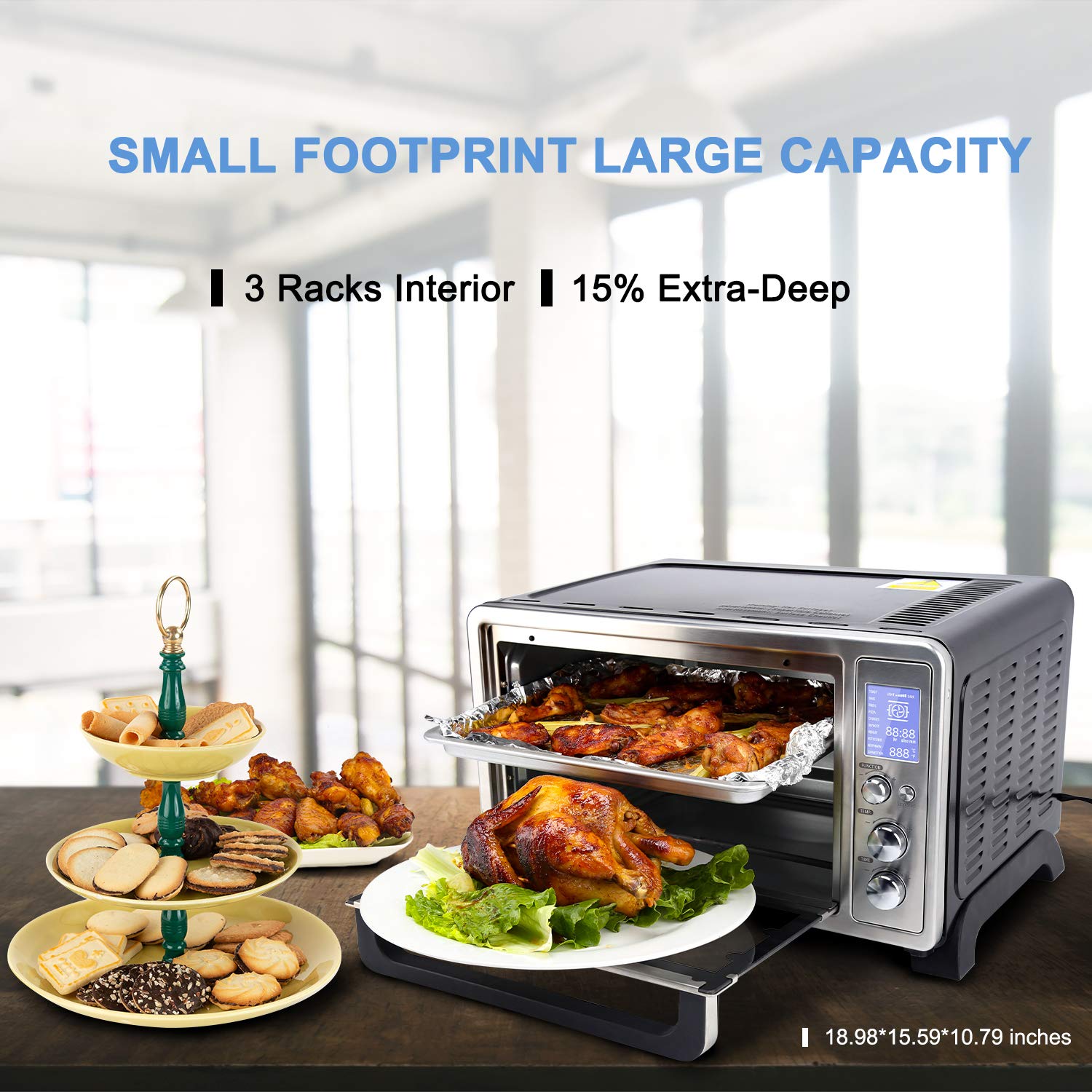 Vestaware Toaster Oven, 27QT Hot Convection & Rotisserie Oven with 10