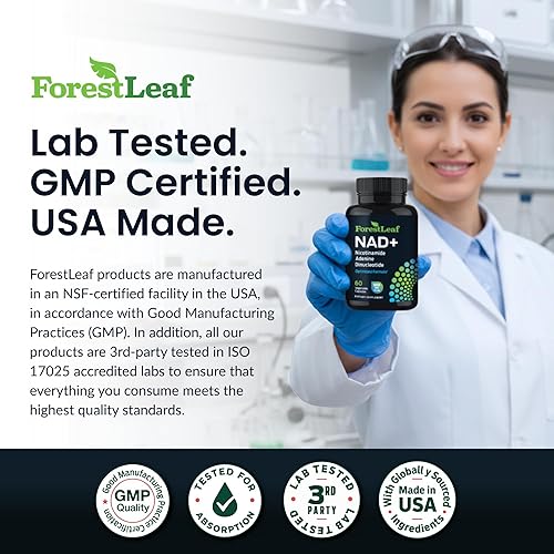 Miniatura 6 de Suplemento NAD+ - 500 mg de NAD Plus puro para energía, concentración, piel y apoyo antienvejecimiento - Suplementos NAD sin gluten sin OMG para