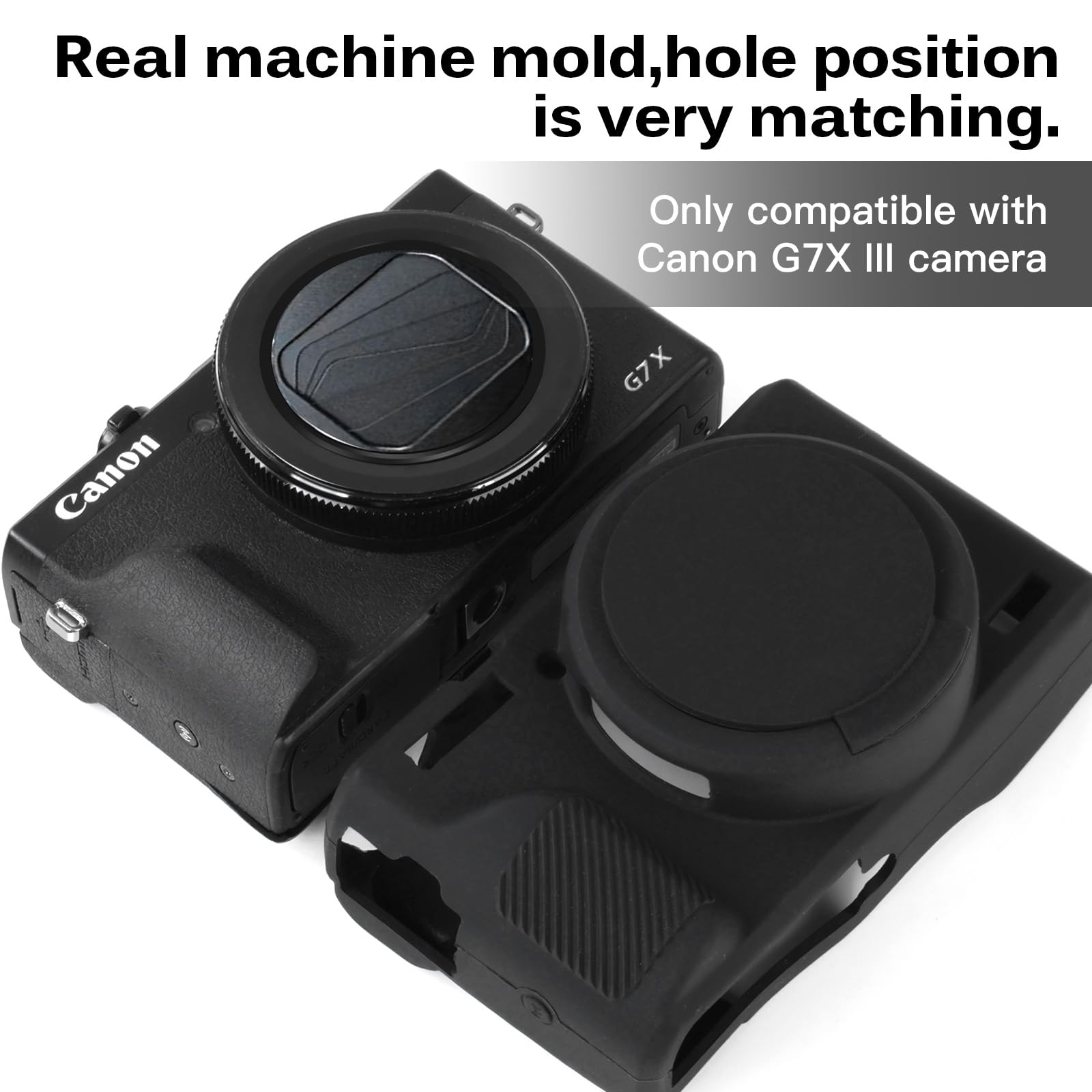 ARVOK Etui do aparatu cyfrowego Canon Powershot G7X Mark III, miękki silikon G7X Mark iii pokrowiec na aparat ze zdejmowaną osłoną obiektywu, odporne na zarysowania, smukłe dopasowanie, miękka skóra