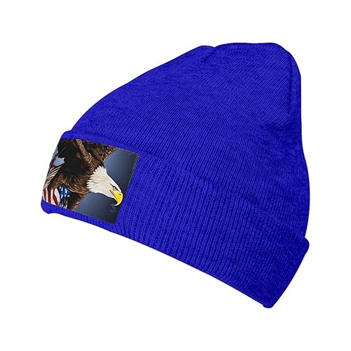 (North Bald Eagle) Knitted Beanie Multiple Colors Soft Warm Stretchable