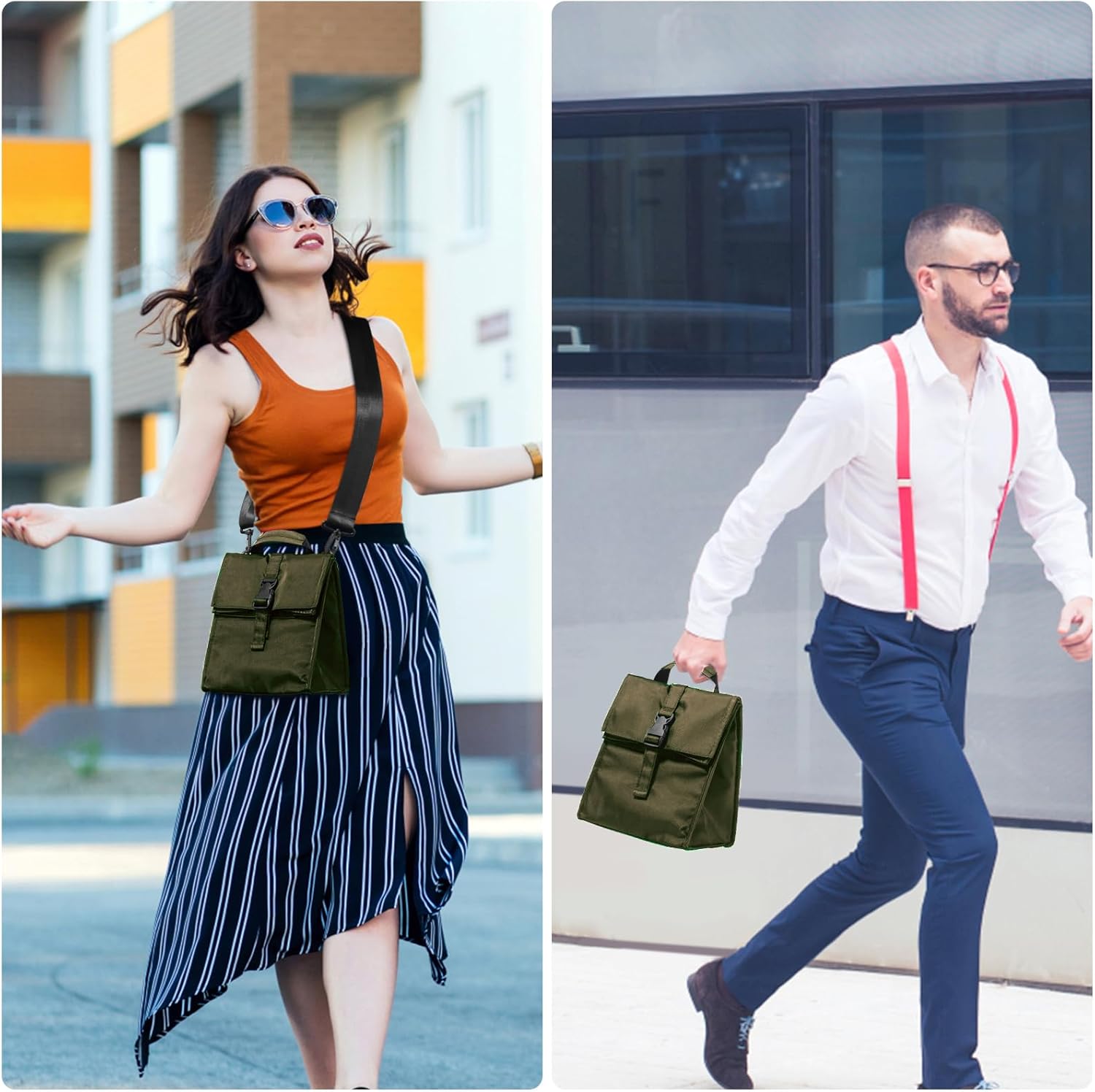 Insulated Foldable Lunch Bag- Lightweight Portable with Adjustable Shoulder Strap Lunch Box for Men, Women, Office, Work, Picnic, Hiking and Beach (Army Green(Soft Fabric)) - Image 5