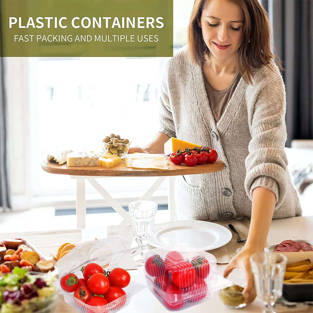 200 PCS 5x5 Inch Plastic Clamshell Take Out Tray,Disposable - View #2