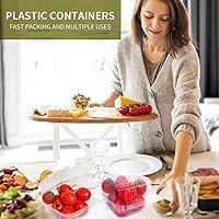 Vista 7 de WAQIAGO 150 bandejas de plástico desechables resistentes con bisagras de 5 x 5 pulgadas, recipientes desechables para llevar para ensaladas, frutas