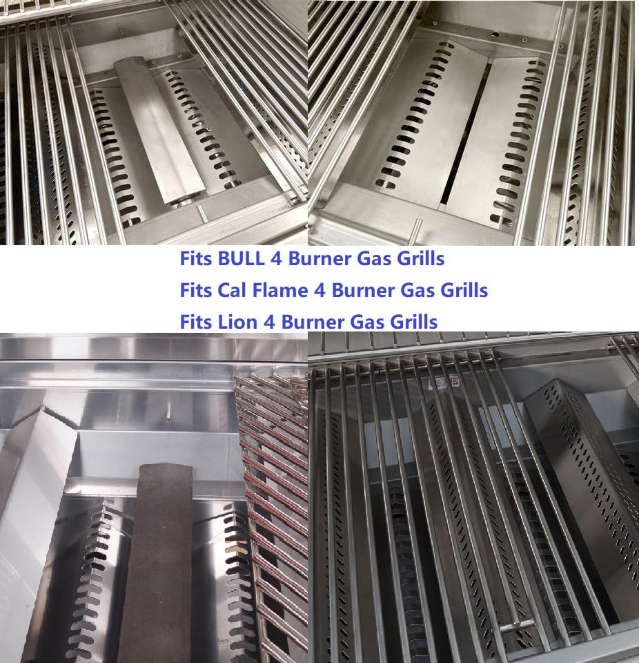 Image of 4pcs 16516 Stainless Steel Burners for Bull Grill Replacement Parts + 4pcs 16631 Flame Tamer Flavor Bar + 3pcs 16520 Heat Plate Shield Set,Fits for Bull, Lion, Cal Flame 4 Burner Gas Grills