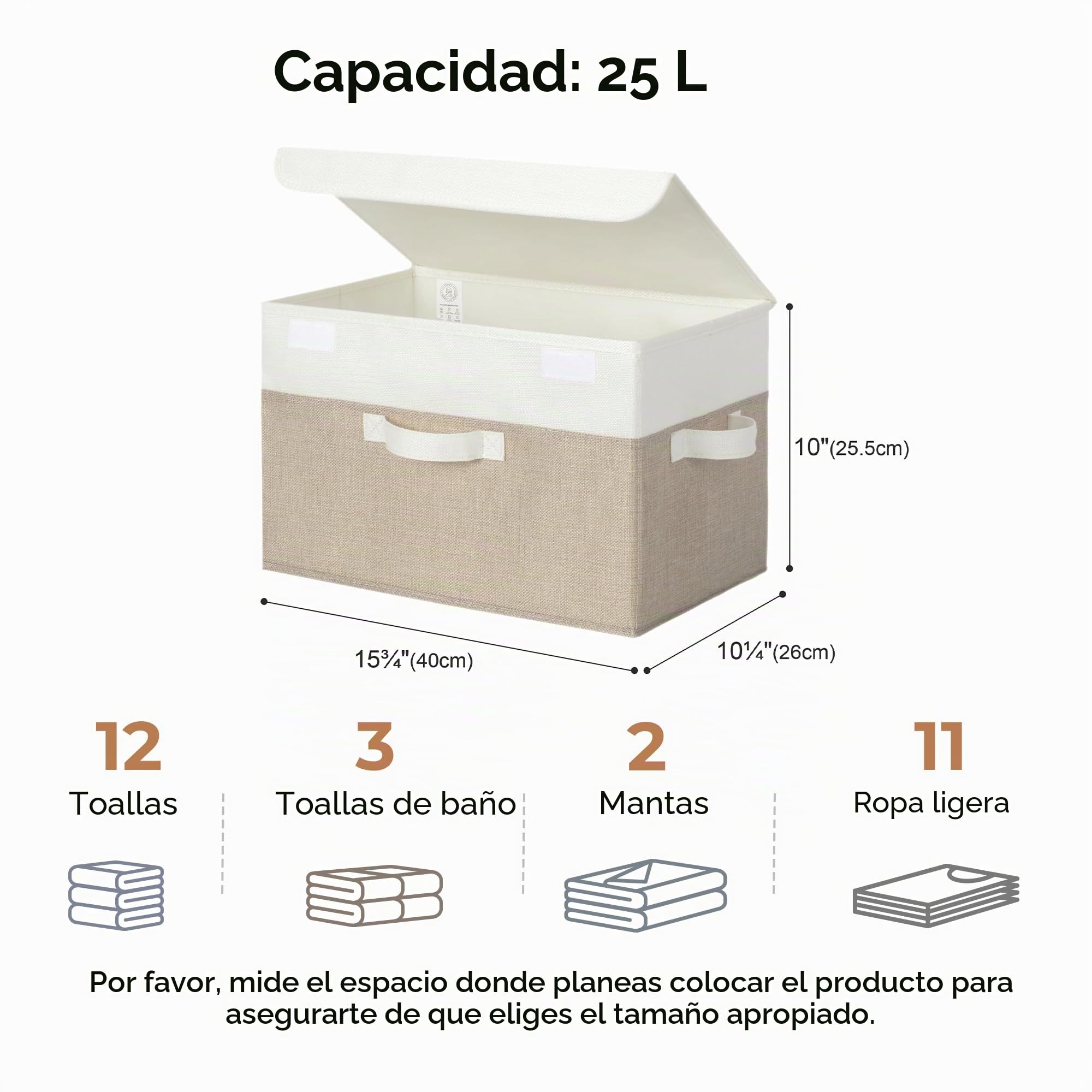 GRANNY SAYS Cajas Almacenaje con Tapa, Paquete de 2 Cajas de Almacenamiento para Estantes, Cajas de Tela Almacenaje Ropa Armario, Cajas Organizadoras con Tapa, Cajas Almacenaje Decorativas, Caqui