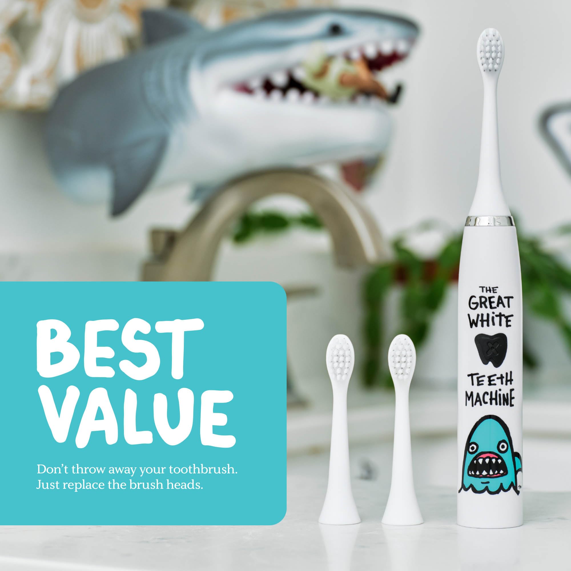 Made by Dentists Spazzolino elettrico per bambini – Spazzolino vibrante ricaricabile con timer, include 6 testine di ricambio, pulisce delicatamente i piccoli denti, per ragazze e ragazzi, bambini e