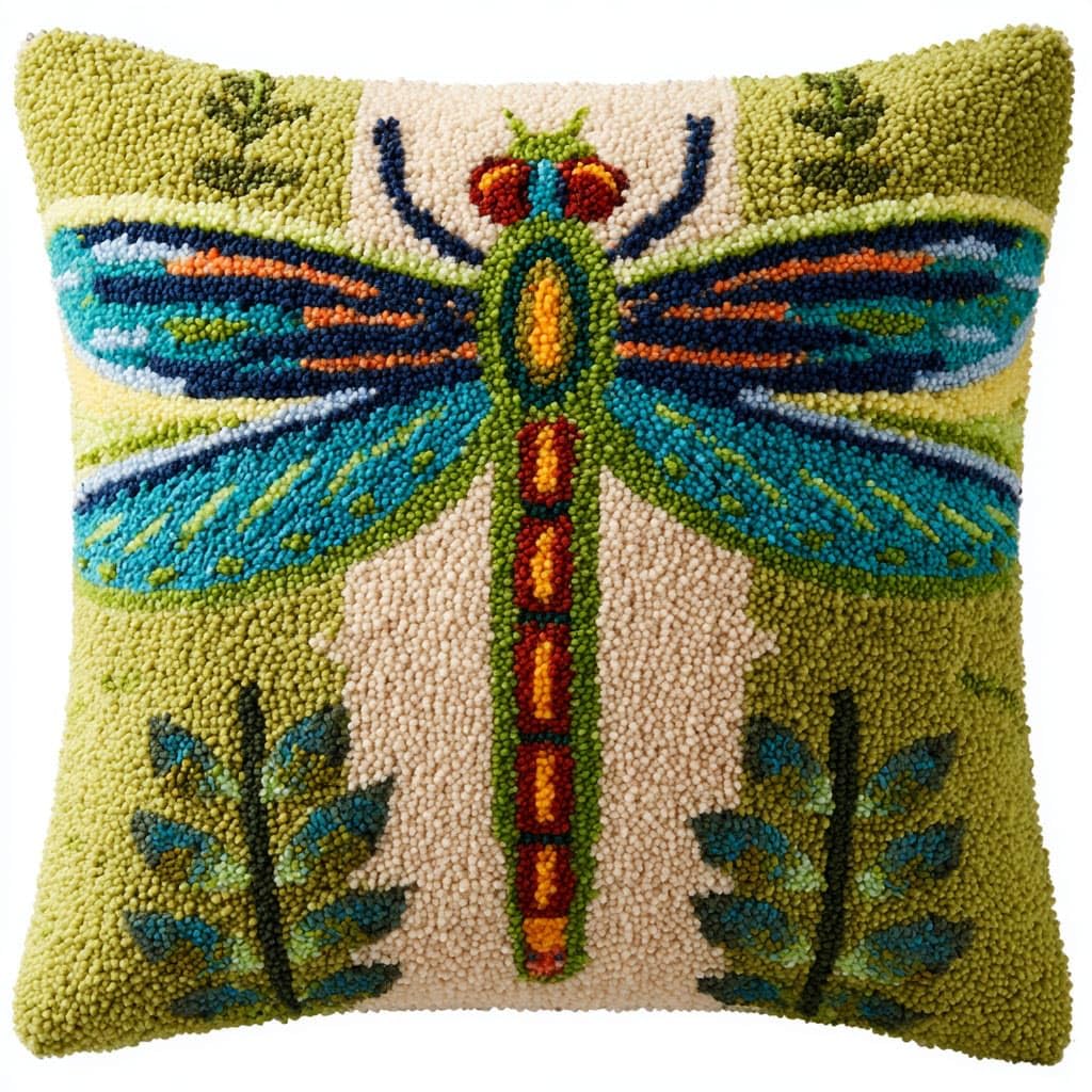 Henypt DIY Latch Hook Cushions Kits Dragonfly