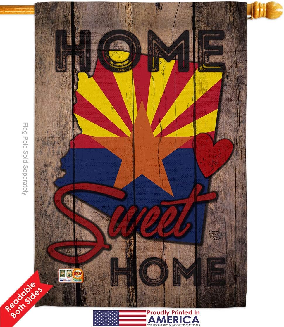 State Arizona Home Sweet House Flag Dowel Set Americana States USA American Territories Republic Country Particular Area Small Decorative Gift Yard Banner Double-Sided Made In 28 X 40