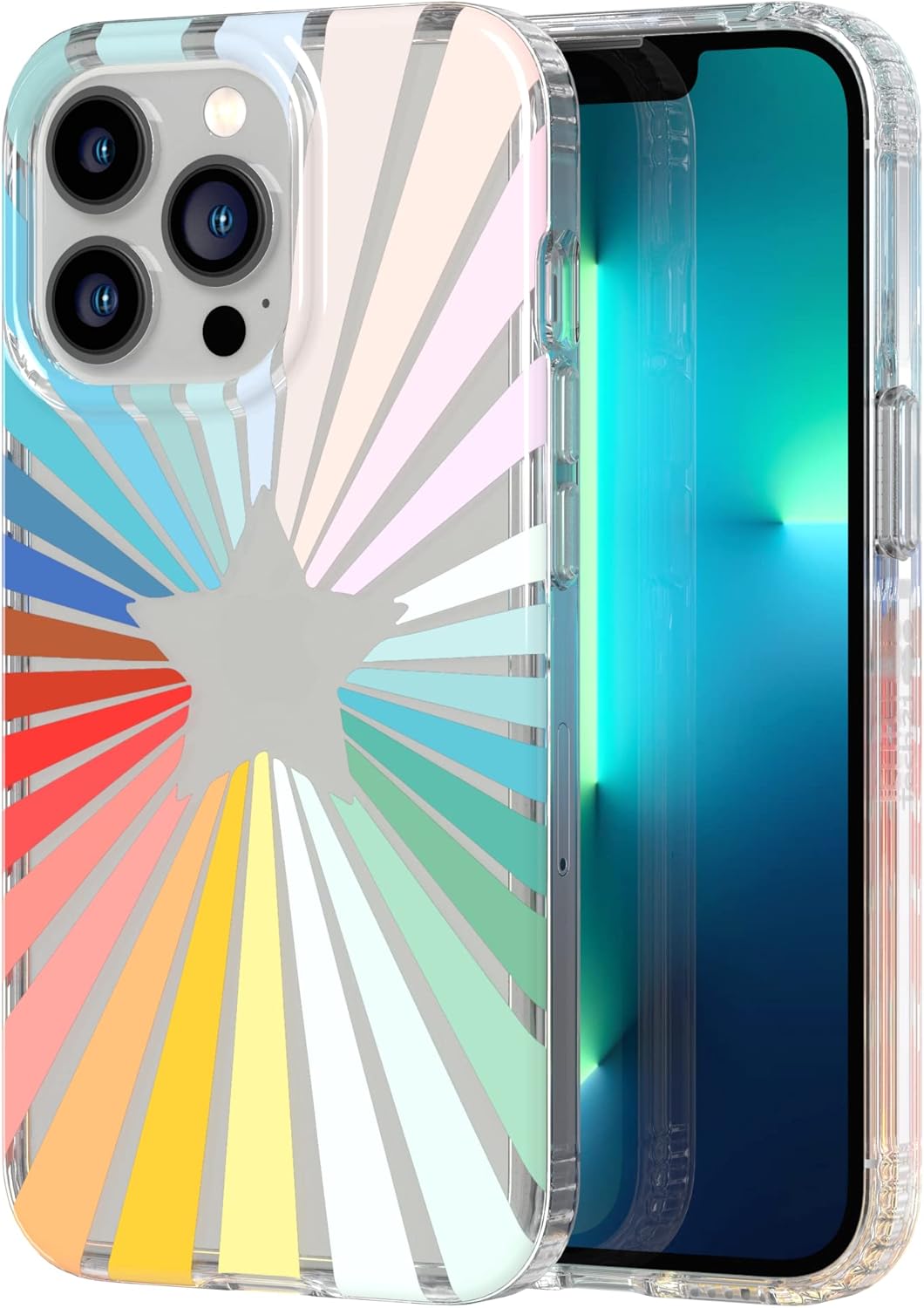 tech21 Evo Art Rainbow Sunburst for iPhone 13 Pro – Protective Phone Case with Exclusive Artwork and 12ft Multi-Drop Protection